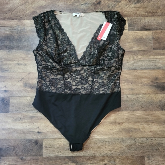 Popilush Black Lace Cap Sleeve Shapewear Tummy Control Bodysuit Size 3XL - Picture 6 of 11